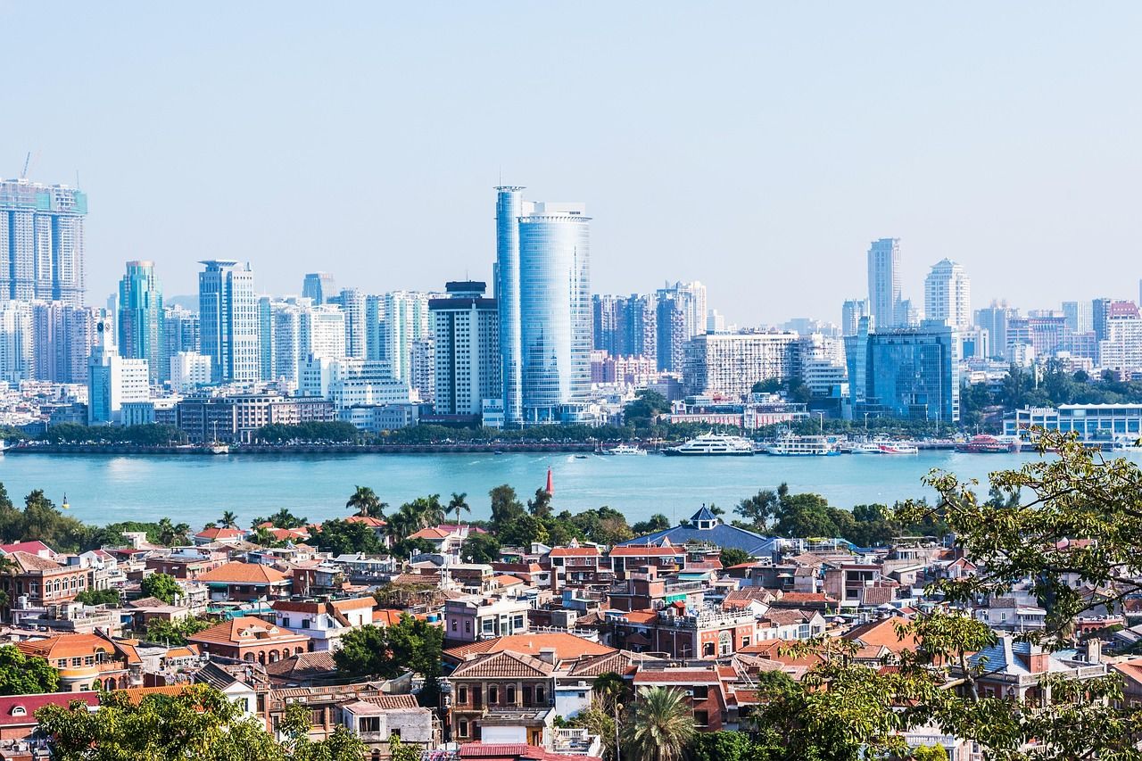 Gulangyu island seen from across the harbour in Xiamen