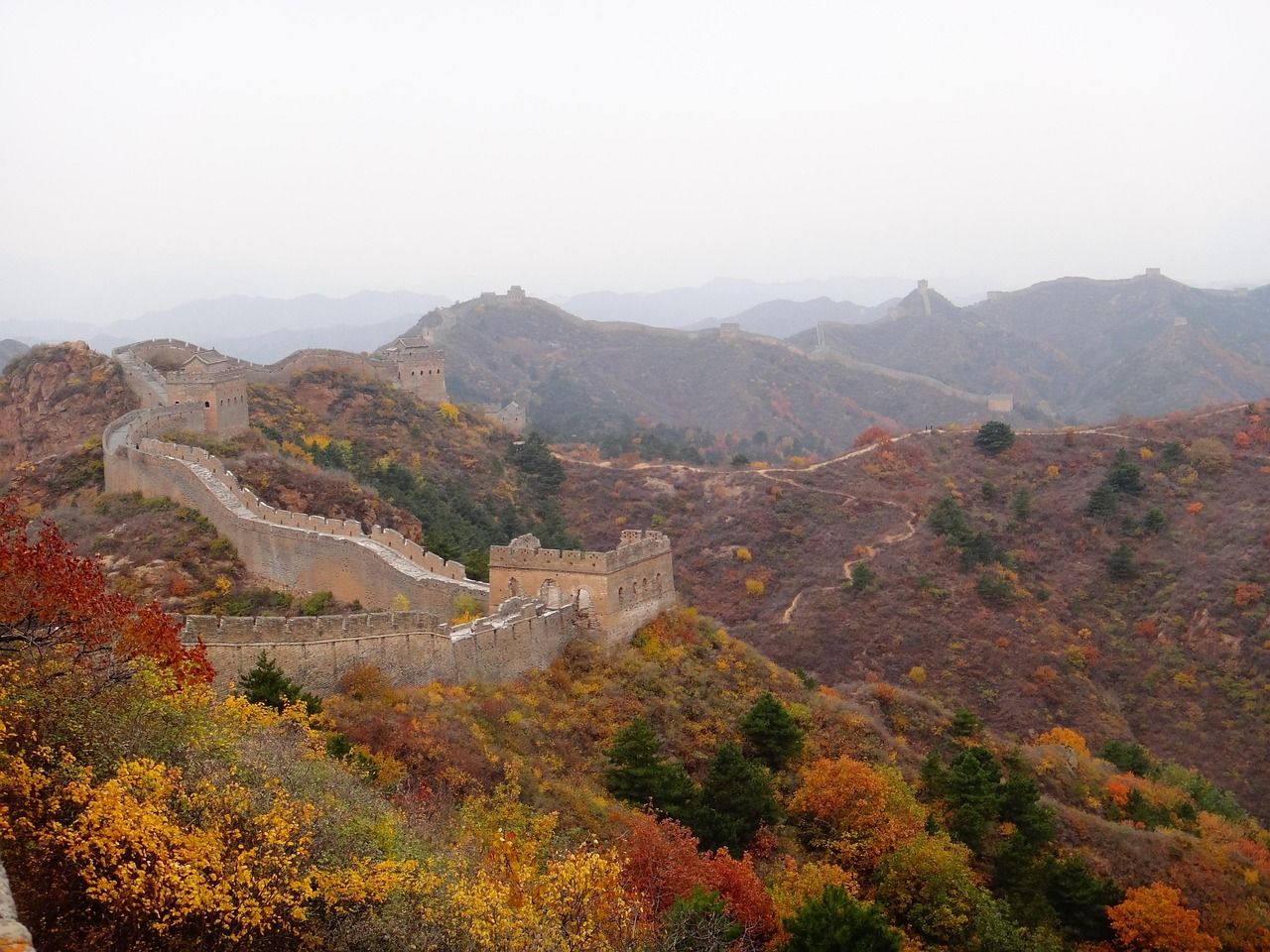 Autumn foliage along the Great Wall near Beijing