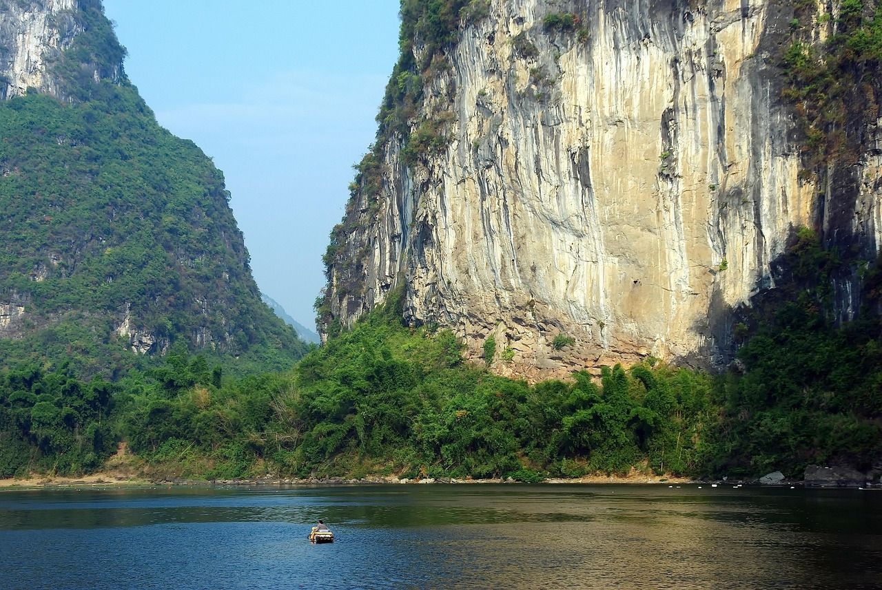 The karst countryside around Yangshuo at the downstream end of the Li River