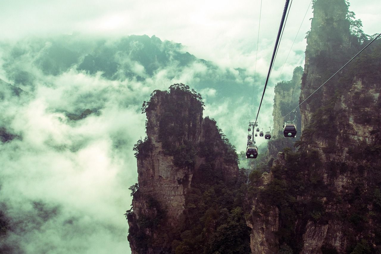 The sandstone pillars of Zhangjiajie National Forest Park
